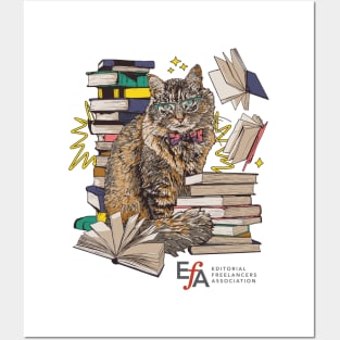 Stet Cat with Books Posters and Art